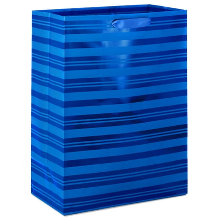 Hallmark Oversized 14.75 in. Gift Bag (Blue Foil Stripes)