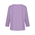 thumbnail image 4 of Dwellite Long Sleeve Shirts for Girls Crewneck Soft Fall Tops Casual Basic Cotton Blend Long Sleeve Tee 3-10 Years Light Purple 140, 4 of 5