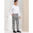 thumbnail image 4 of Pantalones estampados de animales para hombre Pantalones de vestir de fiesta de fiesta con frente plano estampado de cebra S, 4 of 6