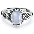 thumbnail image 2 of VAKKI Oval Moonstone Adjustable Rings for Women 925 Sterling Silver Vintage Statement Rings, 2 of 3