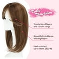 thumbnail image 2 of Short Hair Topper 12 Inch Layered Hair Toppers with Curtain Bangs for Women with Thinning Hair or Hair Loss Synthetic Wiglets Hair Pieces for Women(Ash Light Brown with Highlights), 2 of 6