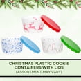 thumbnail image 2 of Christmas Plastic Cookie Containers with Lids 8x4.5 Inch for Snack Candies Party Treats Storage Holiday Jars Home Kitchen Buckets Cabinet Organizer Gift Supplies - Set of 4 (Assortment May Vary), 2 of 7