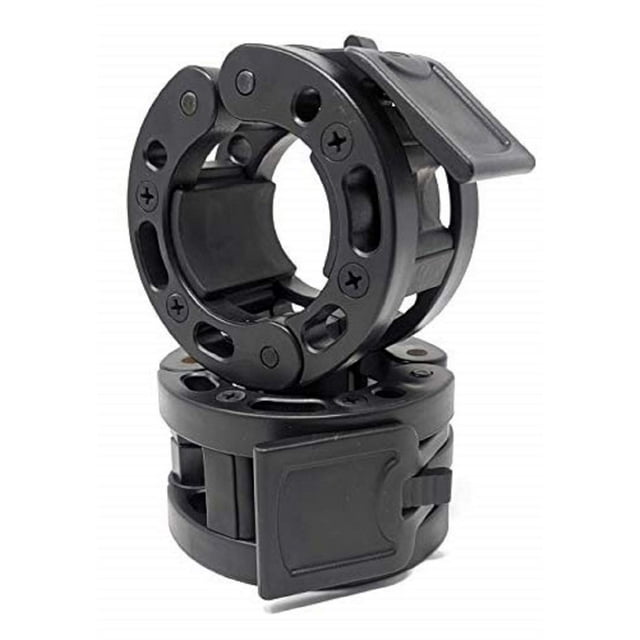 Clout Fitness - Abrazaderas para barra olímpica, collares, par de clips de peso de liberación rápida para barra de 2 pulgadas, color negro