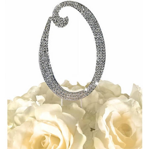 Unik Occasions Sparkling Collection Monogram Cake Topper, Silver
