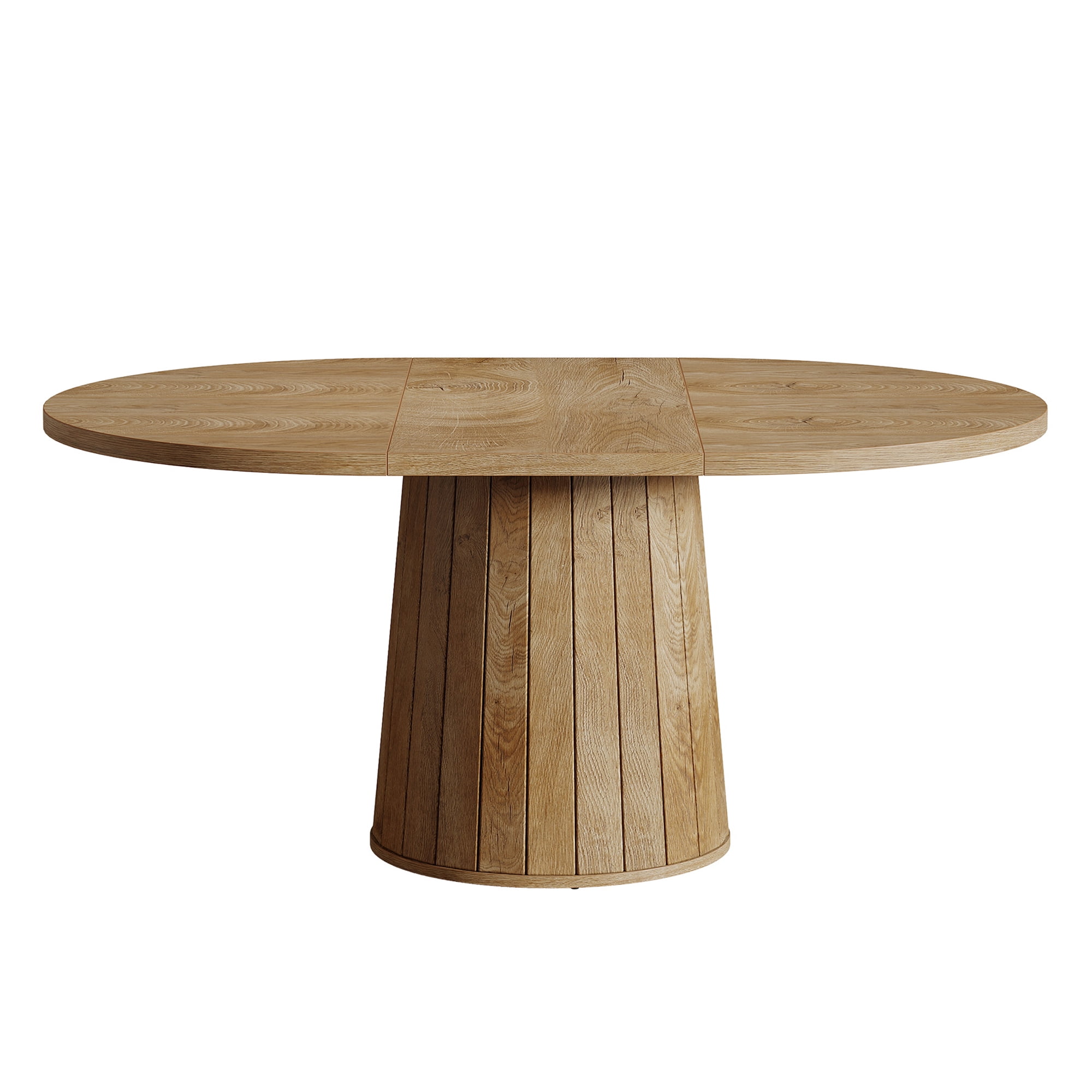 MAYEERTY 55 Inch Oval Dining Table, Elegant Kitchen Dinner Table with Cylindrical Wooden Pedestal Base for Family Dining