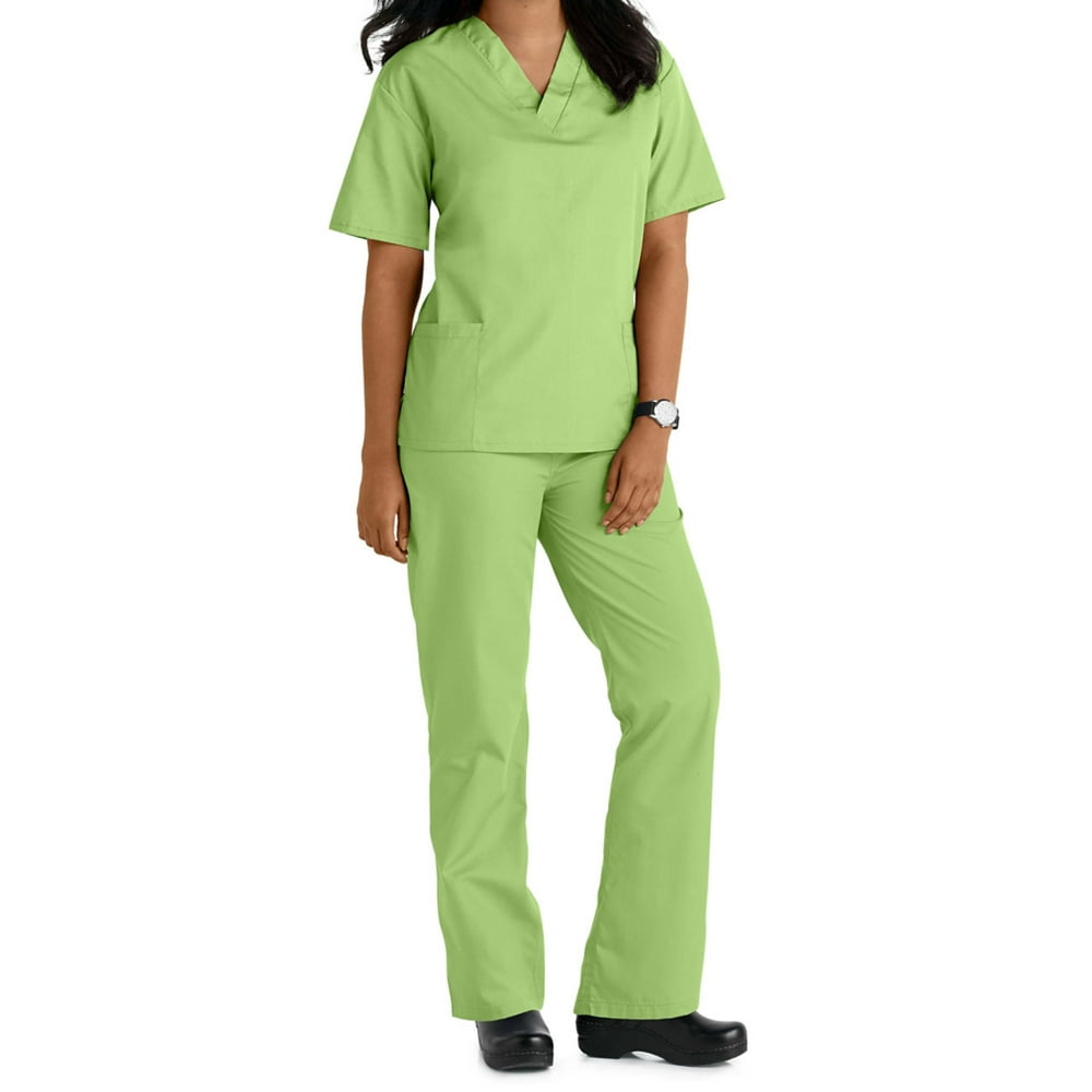 Natural Uniforms Two Piece Scrub Set (Lime Green, Small) Walmart