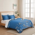 thumbnail image 5 of Twin XL Quilt Set 68''x98'', Modern Blue Lightweight Summer Bedspread Coverlet Set with 2 Pillow Shams, Abstract Diamond Luxury Gradient Breathable All Season Quilt Bedding for Dorm/Guest Room, 5 of 9