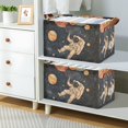 thumbnail image 2 of Yayeee Foldable Storage Basket for Shelves with Handles Waterproof Cloth Bins, Retro Watercolor Planet, 2 of 7