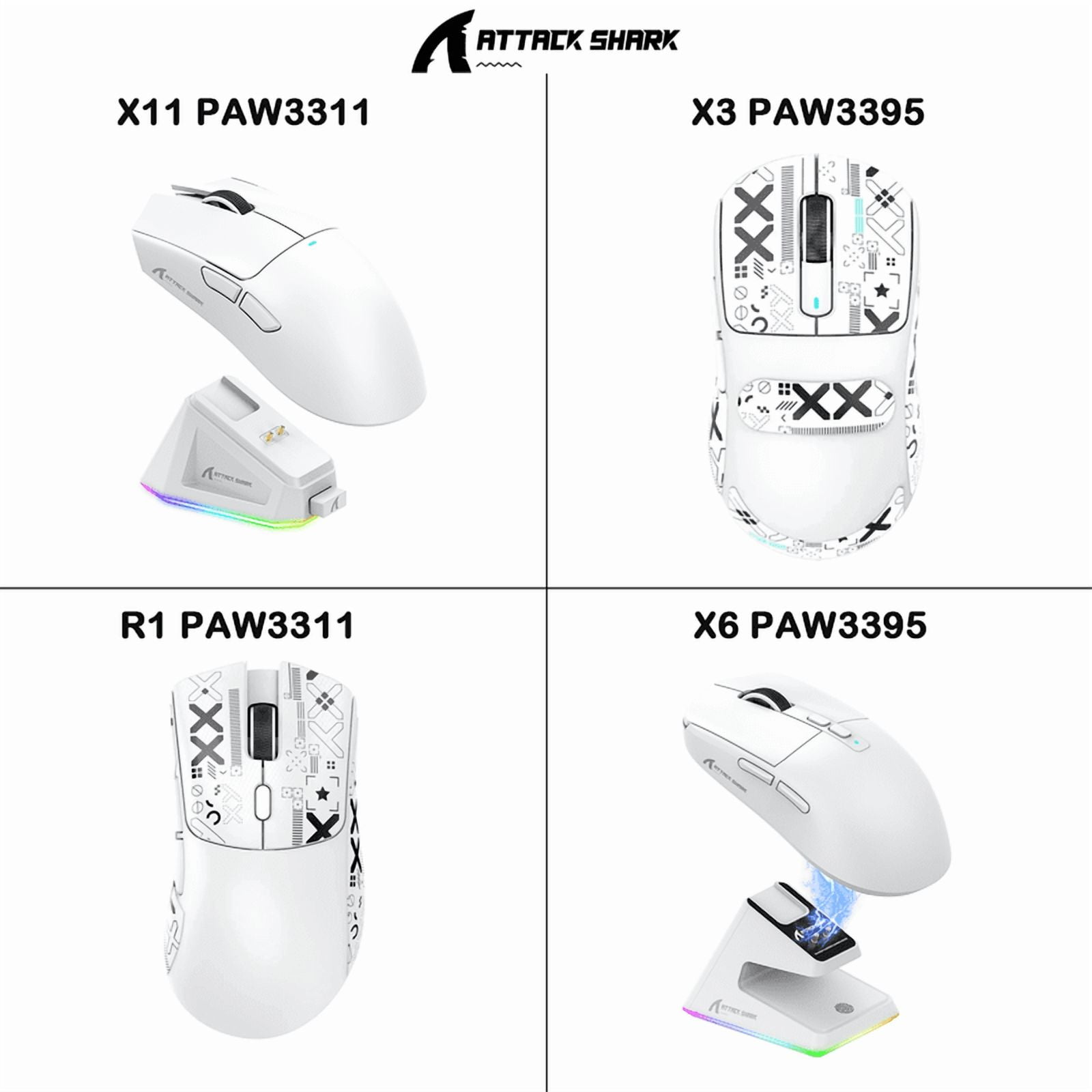 Attack Shark X11/X6/X3/R1 RGB Wireless Gaming Mouse, Bluetooth Tri-Mode Connectivity,  Lightweight, Ergonomic for VALORANT&FPS