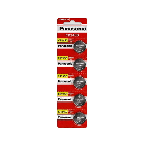 Panasonic CR2450 Lithium Battery 3V (5 Batteries Per Pack)