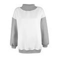 thumbnail image 4 of Mock Neck Sweatshirts for Women Long Sleeve Color Block Oversized Pullover Fall Clothes, 4 of 9