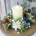 thumbnail image 2 of 2 Pack Mini Wreath Red White & Blue Star Mixed Berries & Pip Berry Candle Rings, Patriotic Fourth of July Berries Candle Rings Small Wreaths,4 inch Center for Pillar Candle (Multicolor-2pc), 2 of 14