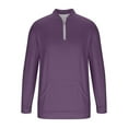 thumbnail image 6 of YOIAVAIOY Mens Half Zip Sweatshirts Long Sleeve Fleece Sweatshirt Solid Casual Pullover with Pocket Purple L, 6 of 7