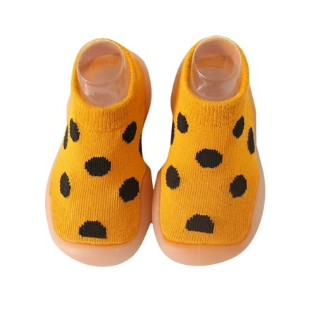 

Rotosw Girls Boys Floor Slippers First Walker Socks Rubber Sole Sock Shoes Casual Non-Slip Slipper Bedroom Polka Dot Home Shoe Yellow 3C