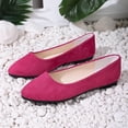 thumbnail image 4 of BADHUB Womens Flats Shoes Round Toe Flats Black Closed Toe Flats Shoes Women Ballet Flats Dressy Suede Flats Shoes Hot Pink 42, 4 of 6