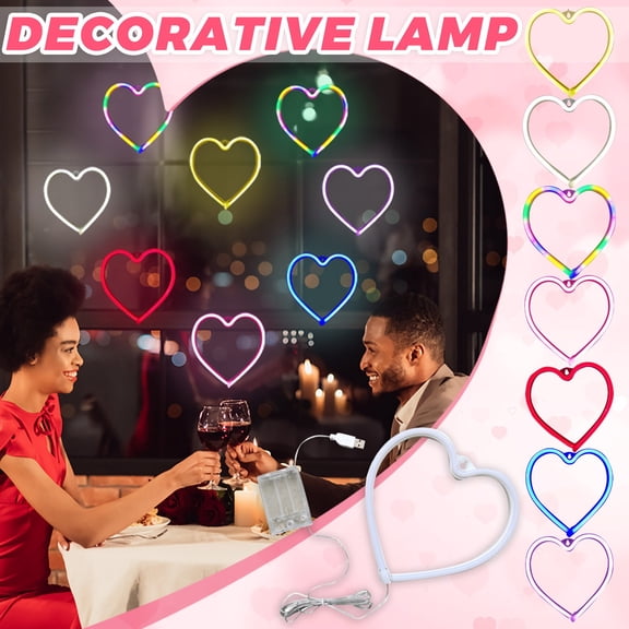 Colorful Led Small Heart-Shaped Neon Decorative Lights - Romantic Ambient Lighting With Colorful Glow For Proposal Birthday Celebrations And Special Events - Ideal For Bedroom