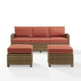 thumbnail image 3 of Crosley Furniture Bradenton 3-piece Fabric Outdoor Sofa Set in Sangria Red/Brown, 3 of 16