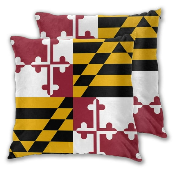 Maryland-Flag Pattern Decorative Cozy Throw Pillow Covers Soft Square Couch Cushion Case for Home Sofa Decor (Set of 2) 18"x18"