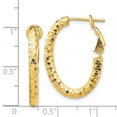 thumbnail image 3 of Primal Gold 14 Karat Yellow Gold 3mm Small Diamond-cut Oval Omega Back Hoop Earrings, 3 of 5