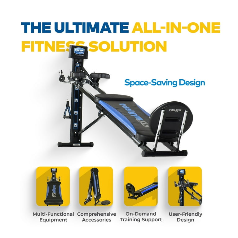 Total Gym XLS Unisex Universal Home Gym Workout Machine w Ab Crunch Bench