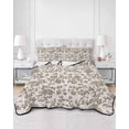 thumbnail image 3 of Farmhouse Brown Twin Size Down Alternative Comforter, Lightweight Comforter Quilt Bedding Set with Pillow Shams Vintage Flower Leaf Botanical Plant All Seasons Bed Comforter Duvet Insert 68"x86", 3 of 7