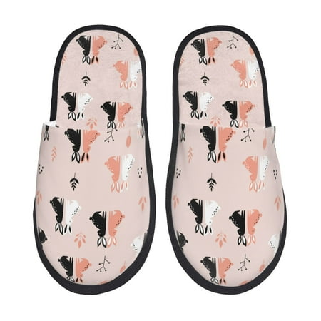 Balery White And Black Rabbit Slient Indoor Furry Fleece Comfort House Shoes Soft Non-Slip Home Shoes Cotton slippers House Slippers-- Large