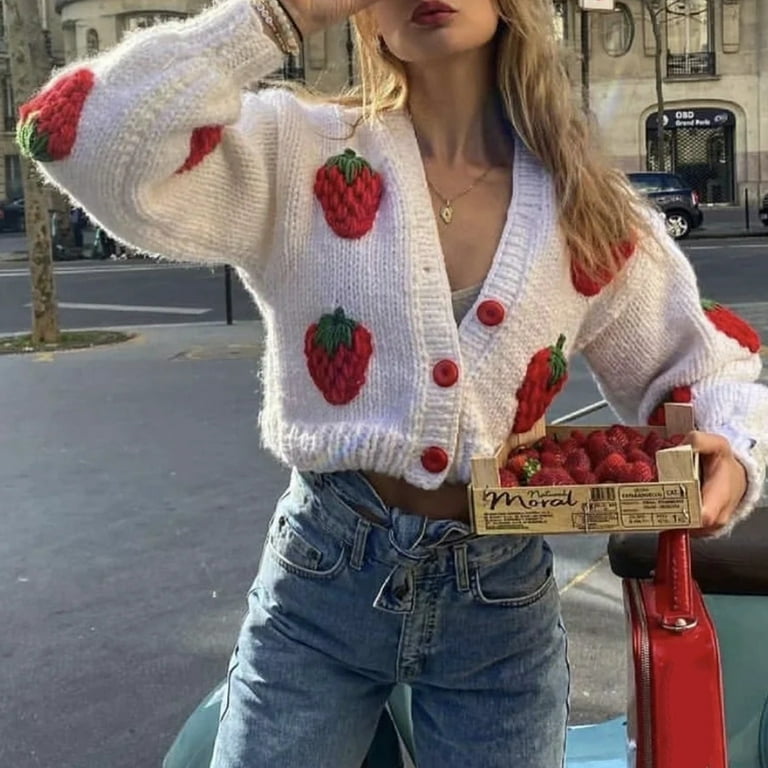 Women Puff Long Sleeve Sweater Cardigan Harajuku Crochet Women Puff Long Sleeve Sweater Cardigan Harajuku Crochet