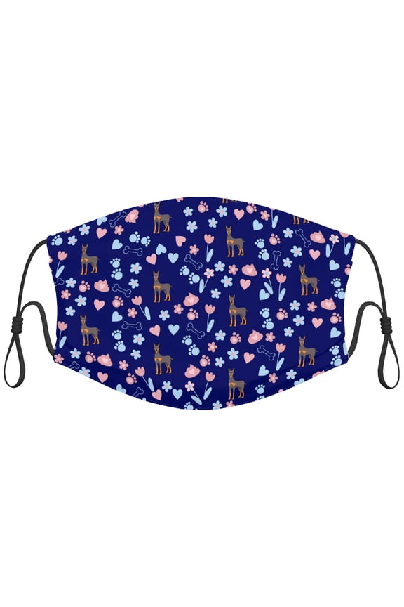 Cute Deutsch Pinscher Dog Graphic Printed Cloth Face Masks Reusable Washable Adjustable for Adults (1 PCS)