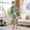 thumbnail image 6 of FORMRS Onesies Pajama for Adults Unisex Hoodie Winter Jumpsuit One Piece Sleepwear, Sizes S-2XL, Retro Floral Pattern, 6 of 7