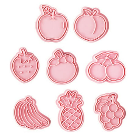 

8 Pcs Fruit Biscuits Shape Cookie Cutters and Stamper Cartoon Bakeware Tools