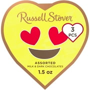 RUSSELL STOVER Valentine's Day Conversation Heart Assorted Milk & Dark Chocolate Gift Box, 1.5 oz. (3 pieces)