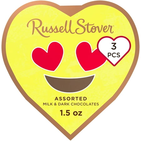 RUSSELL STOVER Valentine's Day Conversation Heart Assorted Milk & Dark Chocolate Gift Box, 1.5 oz. (3 pieces)