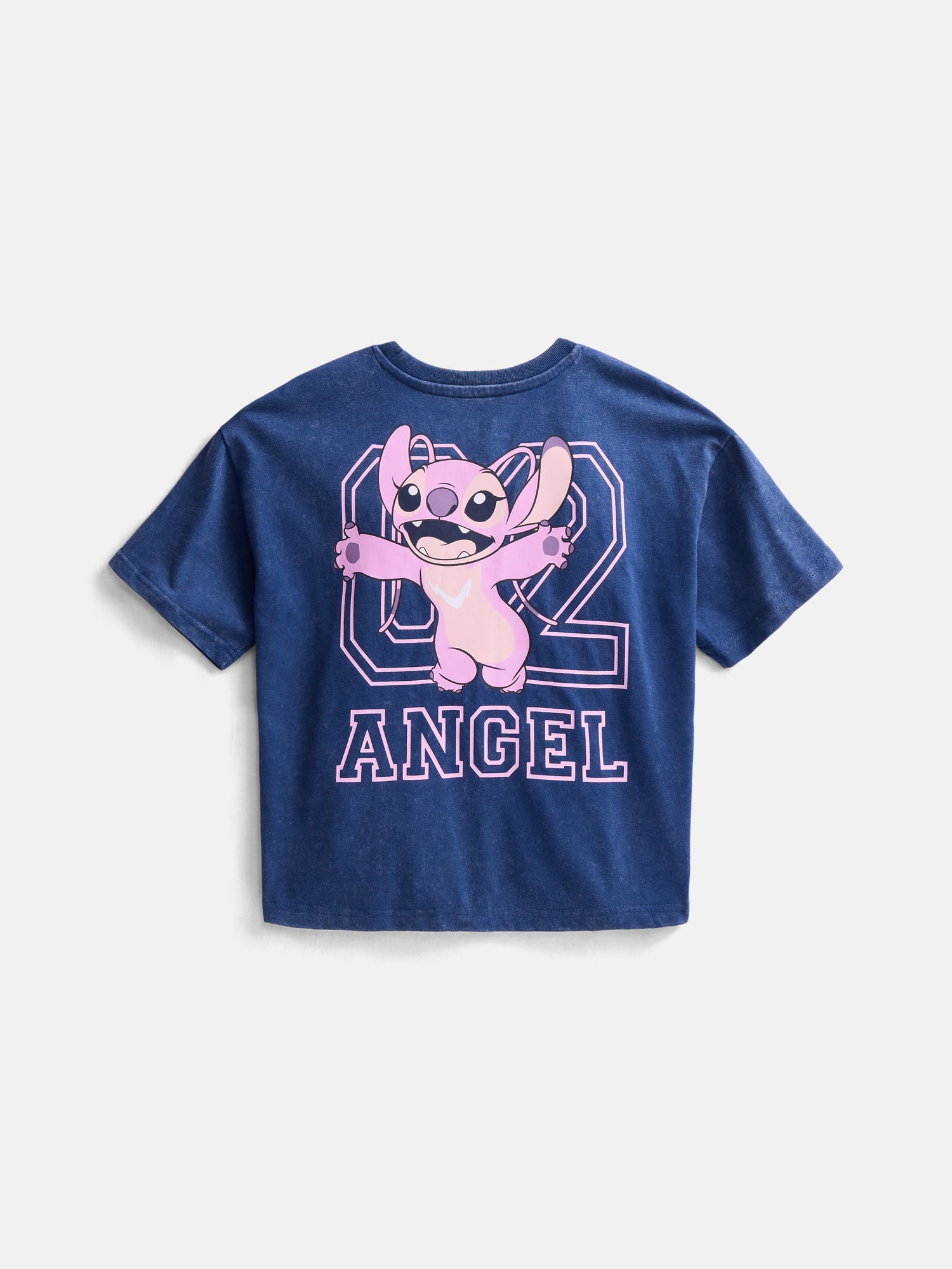 Lilo and Stitch Girls Stitch and Angel Mineral Wash Graphic T-Shirt, Sizes 4-16