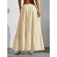 thumbnail image 2 of Tiered Pleated Low-Waist Flowing Maxi Skirt Beige, 2 of 6