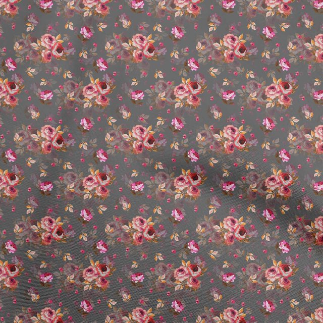 oneOone Rayon Gray Fabric Florals Sewing Craft Projects Fabric Prints By Yard 56 Inch Wide