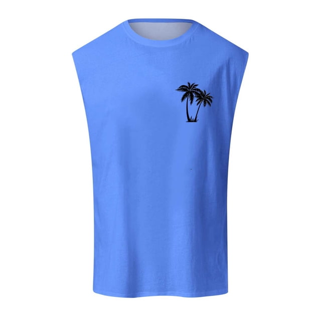 Men's Summer Coconut Pattern Shoulder Vest - Breathable Comfortable, Polyester Spandex, Work Vacation Daily