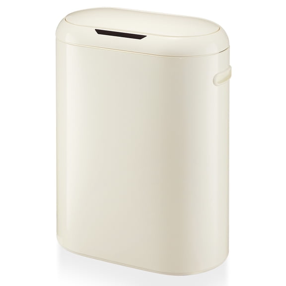 Touchless Motion Detector Trash Can – 13 Gallon Slim Kitchen Garbage Bin with Soft-Close Lid – Automatic Hands-Free for Kitchen, Bathroom, Office – White