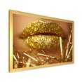 thumbnail image 2 of Designart 'Golden Female Lips' Modern Framed Art Print, 2 of 4