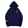 thumbnail image 4 of Sudadera con capucha Pink Palm Puff para mujer, sudadera con capucha de gran tamaño en rosa 2024 Preppy Casual Linda sudadera, sudadera con capucha Pink Palm Puff Tops Marina de guerra XXXL, 4 of 6