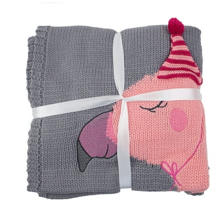 

K-Cliffs 3D Flamingo Knit Cotton Baby Crib Throw Blanket Cover Wrap Color Grey Unisex. Infant-Toddler