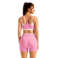thumbnail image 2 of IBTOM CASTLE Double Layer Workout Sets for Women 2 Piece Sports Bra High Waist Biker Shorts with Pocket Yoga Pialtes Outfits Pink, 2 of 7
