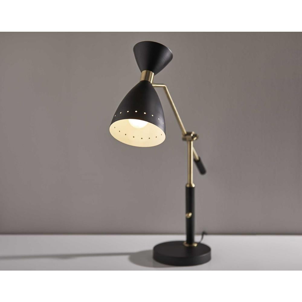 Brass Cinch Black Metal Adjustable Desk Lamp