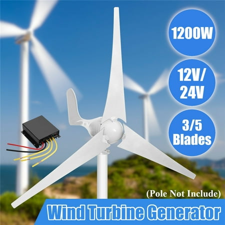 1200W Wind Turbine Generator 12-24V 3/5 Blades With Controller 5 Blades (Diameter of the wind wheel is