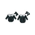 thumbnail image 3 of Cjfdfy Newborn Baby Girl Christmas Romper Plaid Print Long Sleeve Ruffle Lace Collar Romper With Headband Infant Cute My First Christmas Fall Winter Outfits 0-18M, 3 of 10