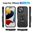 thumbnail image 4 of ELEHOLD Case for iPhone 16 Pro, Heavy Duty Shockproof Full Body Case with Built in Metal Ring Holder Kickstand + Screen Protector,C, 4 of 10