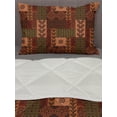 thumbnail image 3 of Geometric Comforter & Sham Bedding Set, Style Geometric Folk Design Geometric Floral Motifs Print, 3 pcs Duvet Set Microfiber Filling Quilt, 5 Sizes, Pink Green and Brown, by Ambesonne, 3 of 4