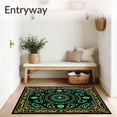 thumbnail image 3 of ODIKA 6'x9' Machine Washable Non-Slip Area Rug, Lucky Spiral Mosaic Featuring Botanical Filigree and Polka Dot Flourishes High Traffic Rug, Black, 741408, 3 of 7