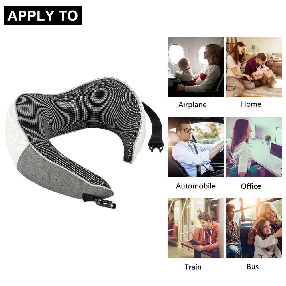 Lowestbest Travel Pillow, U Shaped Neck Pillow, Arc Neck Pillow whit Buckle, Travel Head Cervical Support, Gray