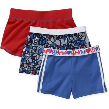 Faded Glory - Girls' Assorted Knit Shorts, 3-Pack
