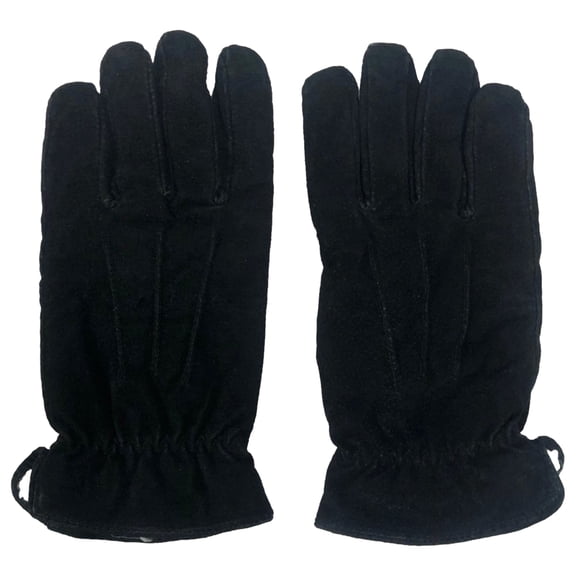 Dockers Mens Black Genuine Leather Sherpa Lined Gloves Gathered Wrist